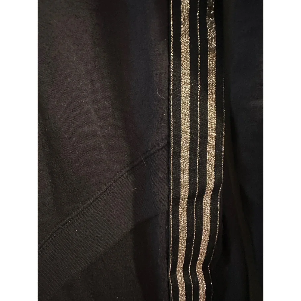 Athleta Girl Black Sweatshirt Gold Metallic‎ Side Stripe Crossover Hem XXL 16